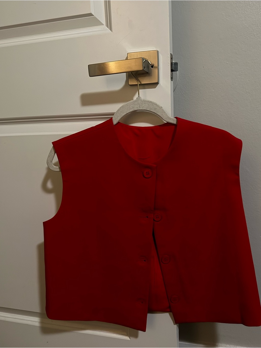 Red Sleeveless Button Front Vest